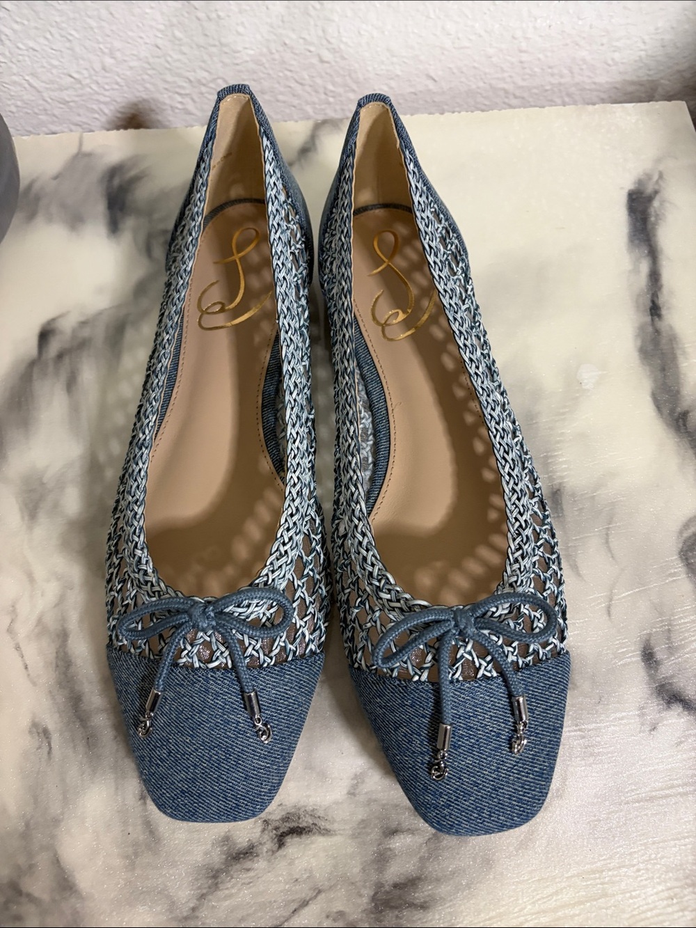 Sam Edelman Denim Blue Woven Ballet Flats - Picture 2 of 7